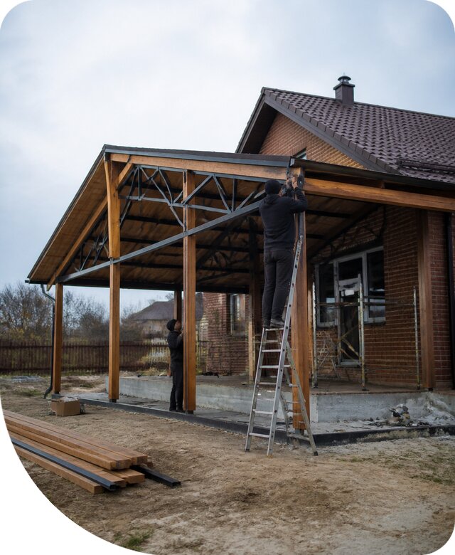Пристройка навеса к дому и участку в Черемхове под ключ